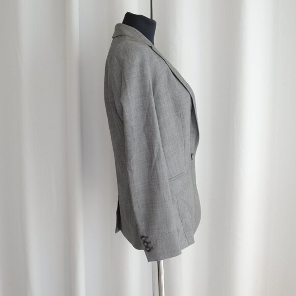 Banana Republic Grey Wool Tailored Single Button Long Blazer Sz 2 - Picture 3 of 8